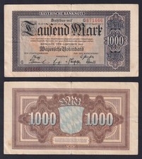 Banknote Germany Bayern 1000 Mark 1922 P.-924 BB/VF