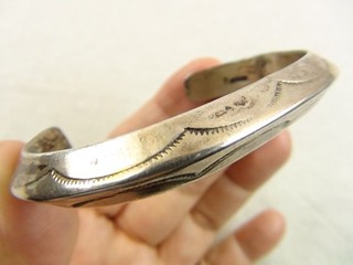 Heavy 44g 6.75" Native Signed K Stamped Sterling Silver Cuff Bracelet Navajo