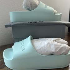 Balenciaga Chunky Slide Womens Rubber Platform Sandals Green Aqua Size 36/ US 6