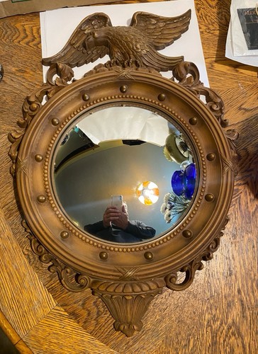 Vintage Syroco Federal American Eagle Porthole Convex Mirror #4007