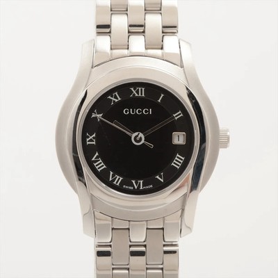 Gucci 5500L SS SS QZ black dial