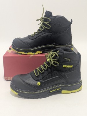 Wolverine Overpass CarbonMAX Waterproof Work Boots Black/Lime Men s 9 W241171