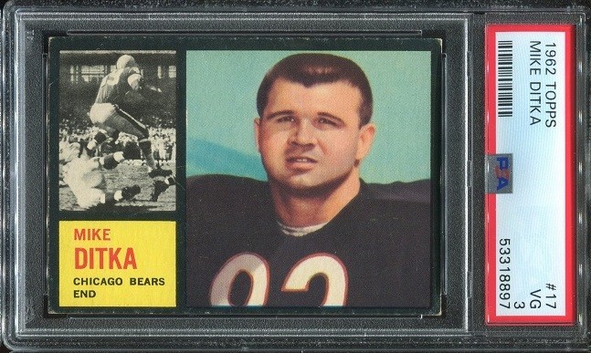 1962 Topps #17 Mike Ditka RC PSA 3 Chicago Bears HOF U. of Pittsburgh