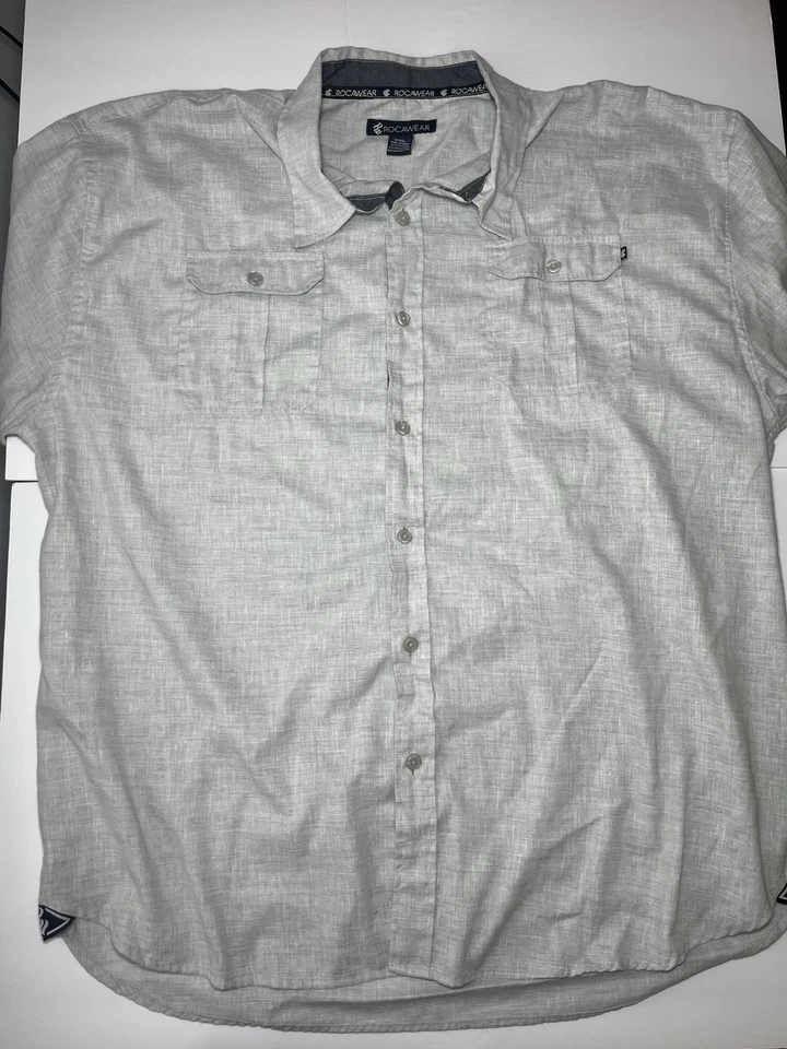 Camisa abotonada vintage de manga corta Rocawear para hombre 5XL Y2K Foto 2 de 4