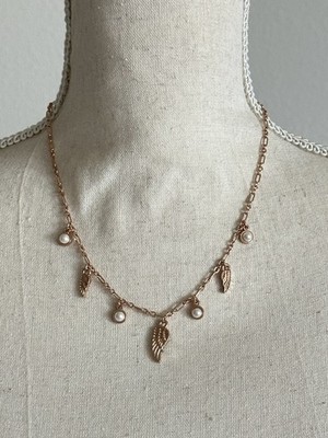 Alex and Ani Angel Wing & Faux Pearl 18'' Delicate Necklace Shiny Rose Gold Tone