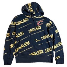 NBA Cleveland Cavaliers Cavs All Over Logo Print Pullover Hoodie Men's Small