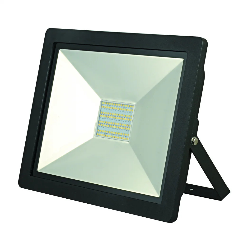 Outdoor Light Black 100w LED Slim Floodlight IP65 6500lm 6500K LyvEco 9748B