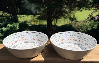 Planta -Majority Plant Based Melamine 2 Southwest Aztec Pattern Deep Pasta Bowls