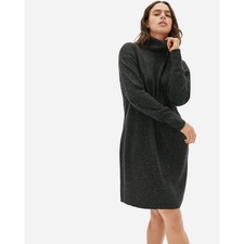 Everlane The Cashmere Turtleneck Sweater Dress Dark Grey Donegal Size XS