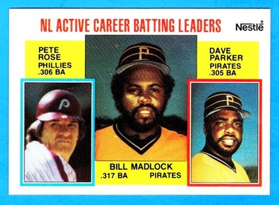 1984 Nestle NL Active Batting Leaders - Pete Rose Bill Madlock Dave Parker  C