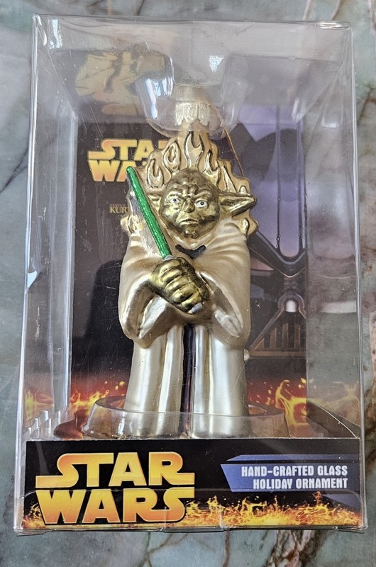 2005 KURT S ADLER STAR WARS YODA HAND CRAFTED HOLIDAY GLASS ORNAMENT Original 