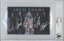 Arch Enemy FULL BAND SIGNED Blood Dynasty Album Photo Postcard BAS Beckett COA