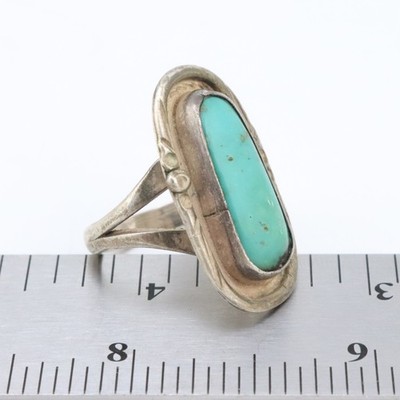 Vintage 925 Sterling Silber Türkis Schild Ring Gr.8 Südwest Mexiko Indianer 6g