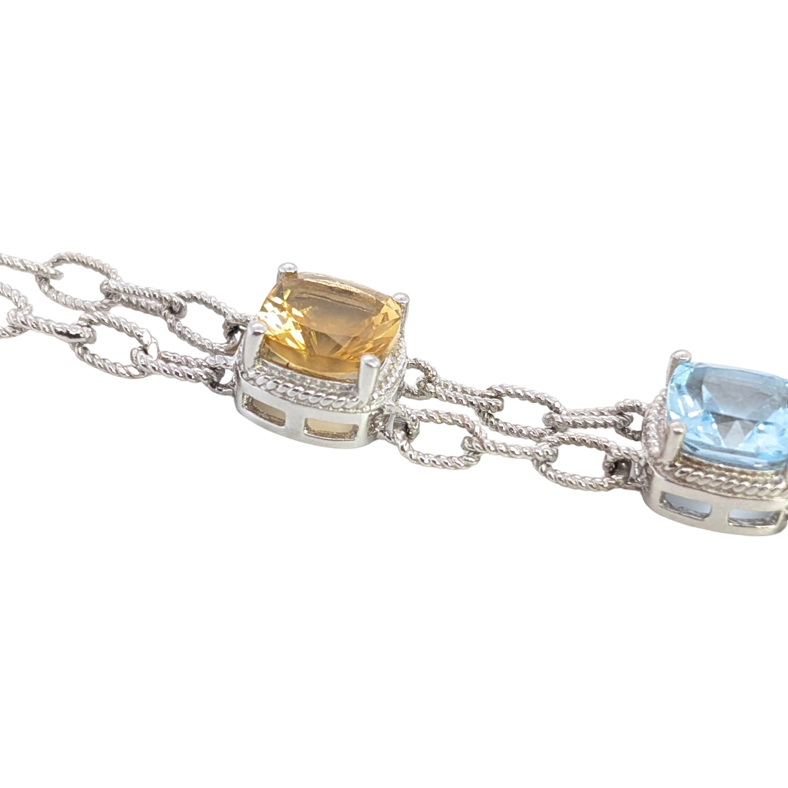 ESTATE SOLID STERLING SILVER MULTI-GEMSTONE TOGGL… - image 3