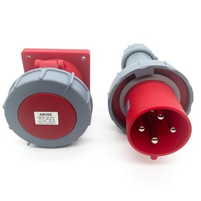 63A 4Pin Industrial Flush Mount Plug & Socket Set IP67 Waterproof IEC60309