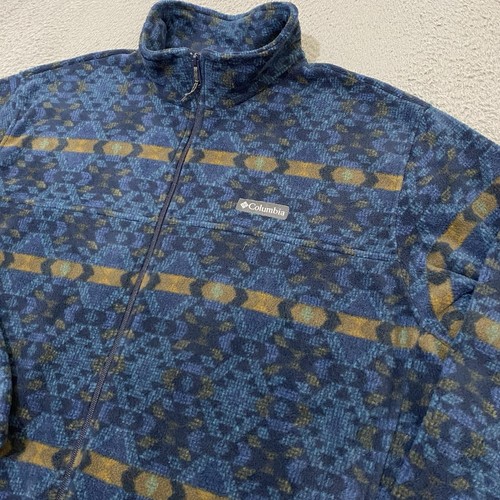 Columbia Jacket Mens 2XL Blue Aztec Geo Steens Mountain Fleece Full Zip NEW - Picture 10 of 17