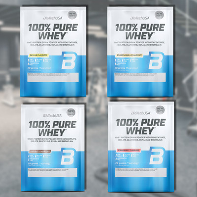 BioTechUSA 100% Prure Whey Protein 4x28g Testpaket   4 Geschmäcker Mix
