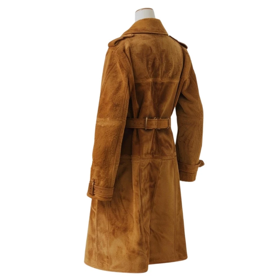 Brown Suede Leather Trench Coat Women | Vintage brown suede jacket | Vintage - Image 3 of 4