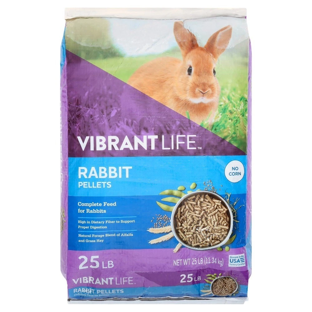 Rabbit Food Pellets, 25 lb Bag, Natural Hay Based Feed for Adult Rabbits, High
