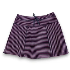 TALBOTS Women Active Athleisure Mini Skirt Skort Shorts Navy Blue Pink Stripe M