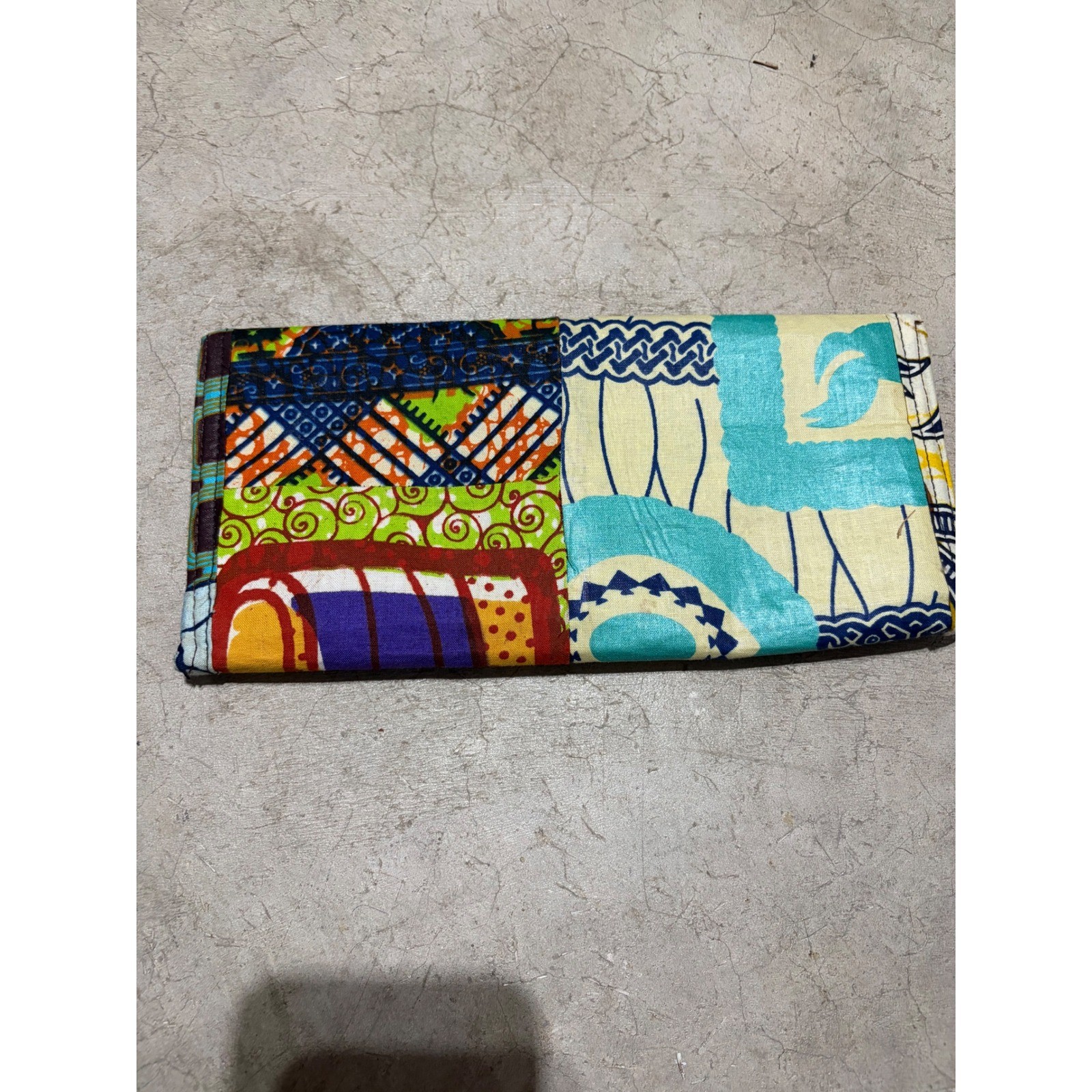 Boho Patchwork Wallet Clutch Multicolor Canvas Zi… - image 2
