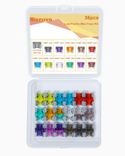 36 Pcs Low Profile Mini Fuse Kit - Automotive Blade Fuses Assortment Kit for Car
