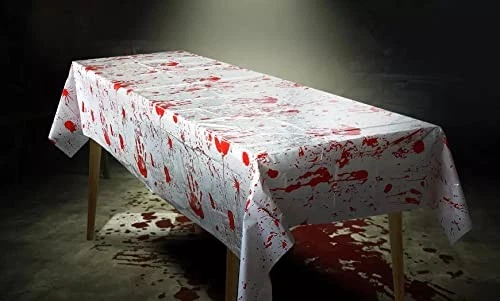 Mantel rectangular Grabo Bloody Zombie, 108 x 54 pulgadas, polietileno, blanco, Foto 4 de 4