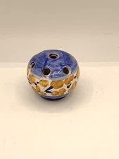 Made In Italy Blue and Yellow Flowers Ball Flower Frog