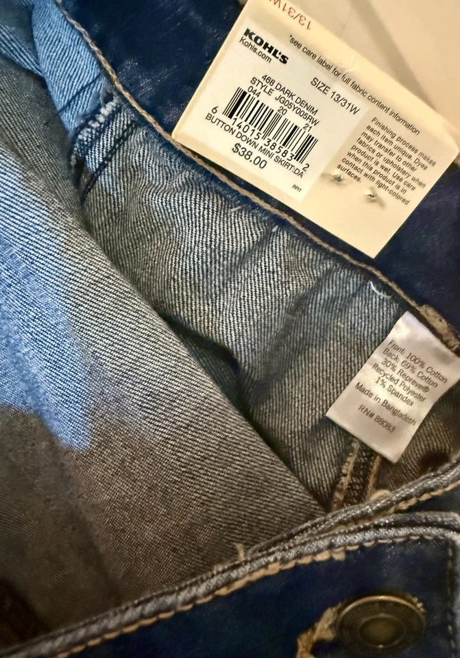 Minifalda vaquera azul lavado oscuro So para mujer Y2K botones bolsillos delanteros talla 13 Foto 2 de 4