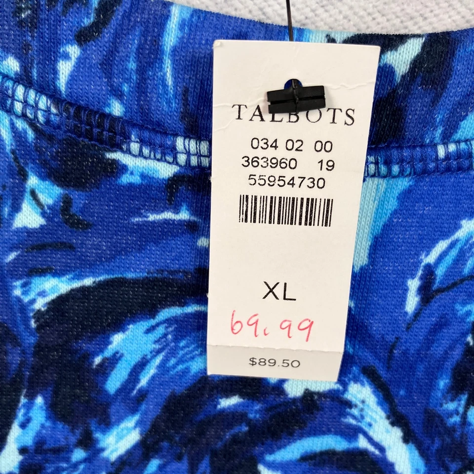 T by Talbots Women's Long Sleeve Pullover Sweatshirt Size XL Blue Clustered NWT - Image 4 of 4