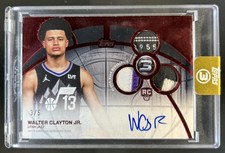 2025-26 Topps Three Walter Clayton Jr. Rookie 3 Patch Horizontal Auto RC Red #/5