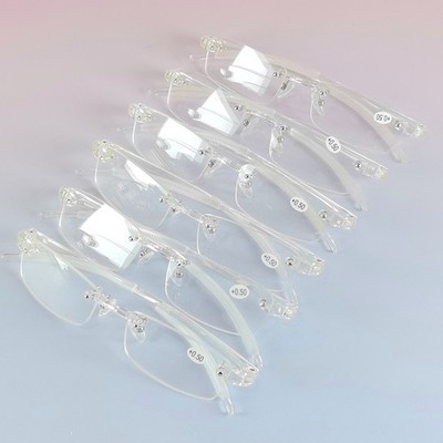 6PK Rimless Reading Glasses Clear Flexible TR90 Frames Ultralight Reader 0 ~+400