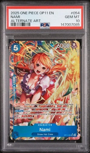 2025 One Piece Nami OP11-054 Alternate Art A Fist Of Divine Speed Graded PSA 10