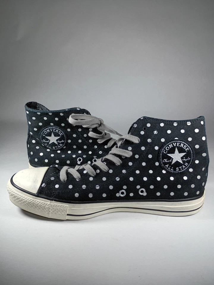 CONVERSE All Star Chuck Taylor Black Suede Polka Dot High Top Sneakers Womens9.5 - Image 4 of 4