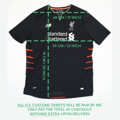 New Balance Liverpool FC LFC 2016-17 Black Soccer Jersey Men's XL