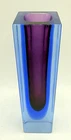 Murano Glass 6" Sommerso Vase Faceted BLUE & PINK Flavio Poli Vtg MCM