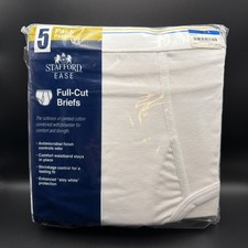 5 Pair Vtg STAFFORD Ease Men  s Full-Cut White Briefs Tighty Whities X-Large New