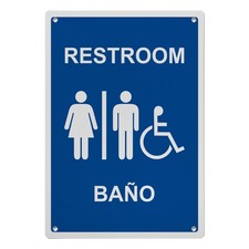 Restroom - Ba o Sign, 8.5 x 11 in", ADA Unisex Family Assisted Sign