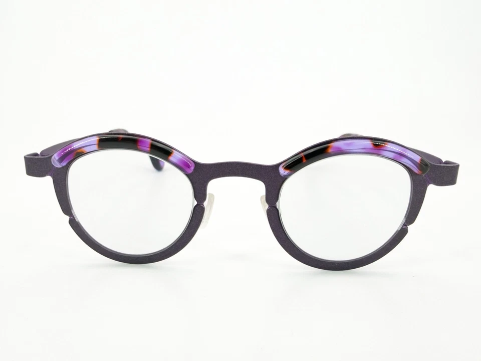 NICE Theo Piece Eyeglasses FRAMES 224 Purple Tortoise Clear Belgium L744 - Image 2 of 4