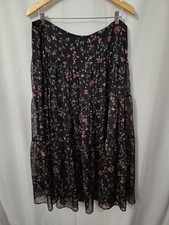 Lauren Ralph Lauren Women's Vintage Floral Maxi Skirt Sz 16 Black Fairy Bohemian