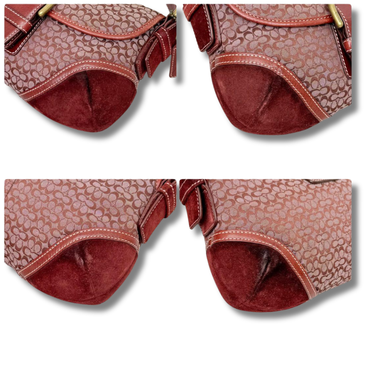 Coach Red Signature Soho Hobo Shoulder Hand Suede Leather