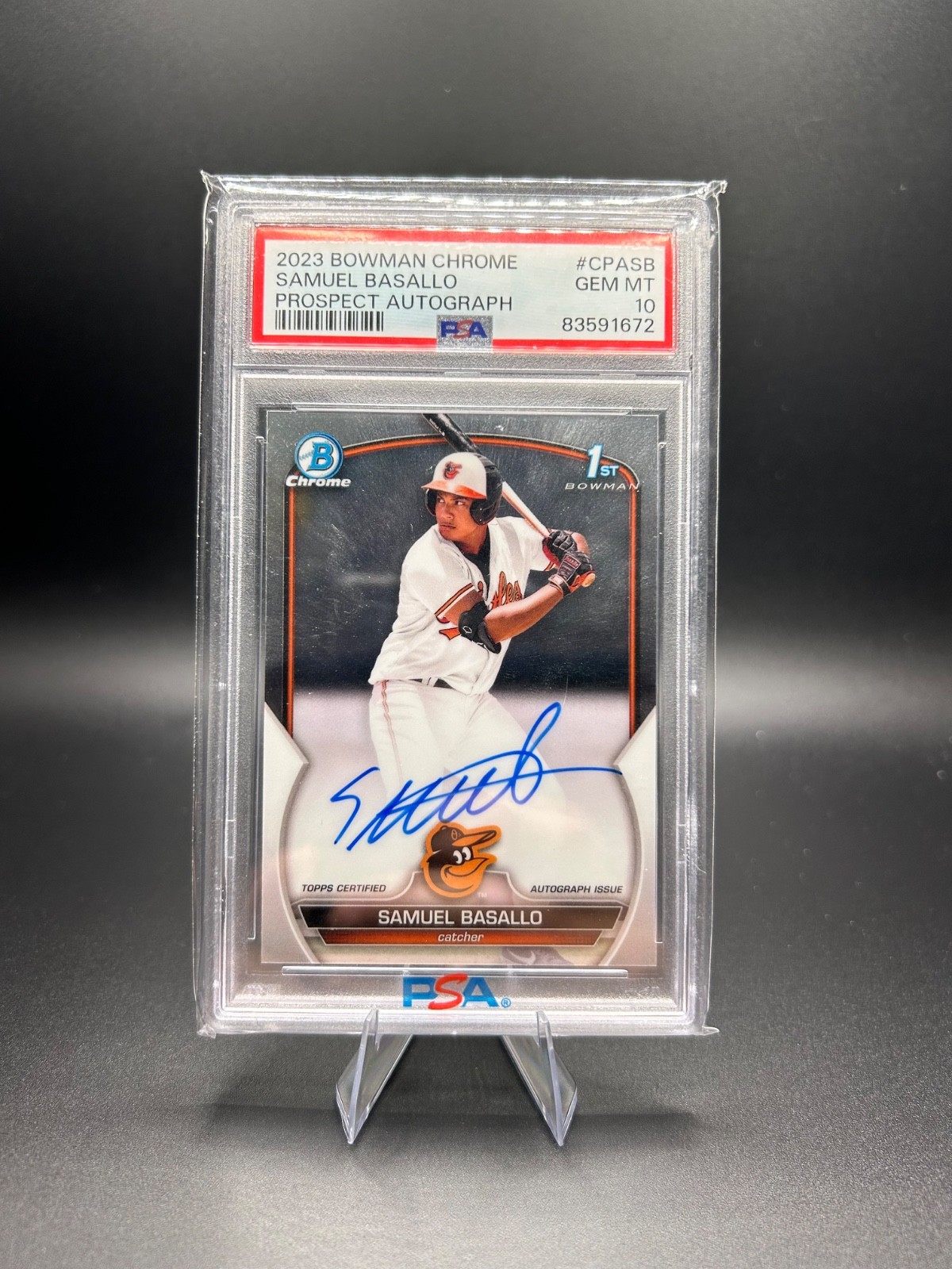 Samuel Basallo 2023 Bowman Chrome #CPA-SB Prospect Auto (1st 