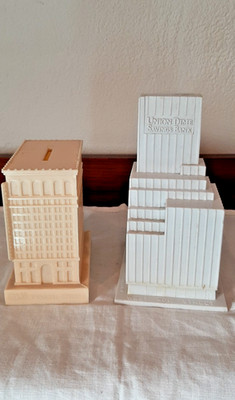 Coast Federal Savings & Union Dime Savings Lot of 2 Souvenir Building Banks
