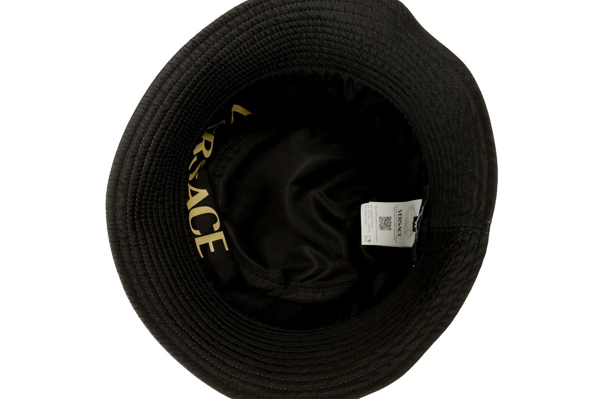 Versace Multi-Color Baroque/ Logo On Black Reversible Bucket 