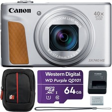 Canon PowerShot SX740 HS 20.3MP 4K Camera Silver w/ 64GB Card  Camera Case
