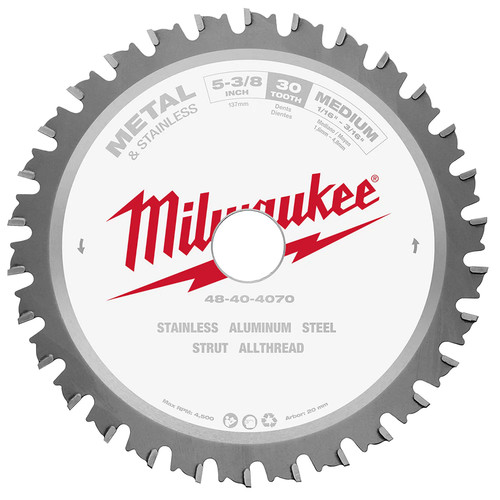 Milwaukee 48-40-4070 5-3/8" x 30 Teeth Stainless Steel Metal Circular Saw Blade - Picture 1 of 7