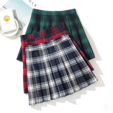 Plaid Women Mini Skirt Summer A-Line Female Pleated Casual High Waist Women Girl