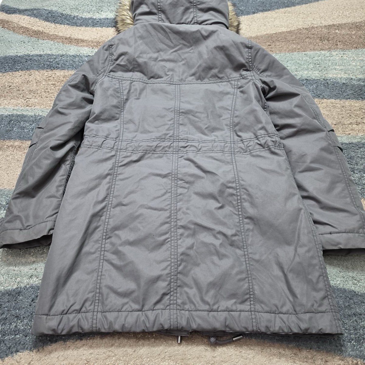 Abercrombie & Fitch Y2K Women's Gray Fleece Lined Parka Jacket Fur