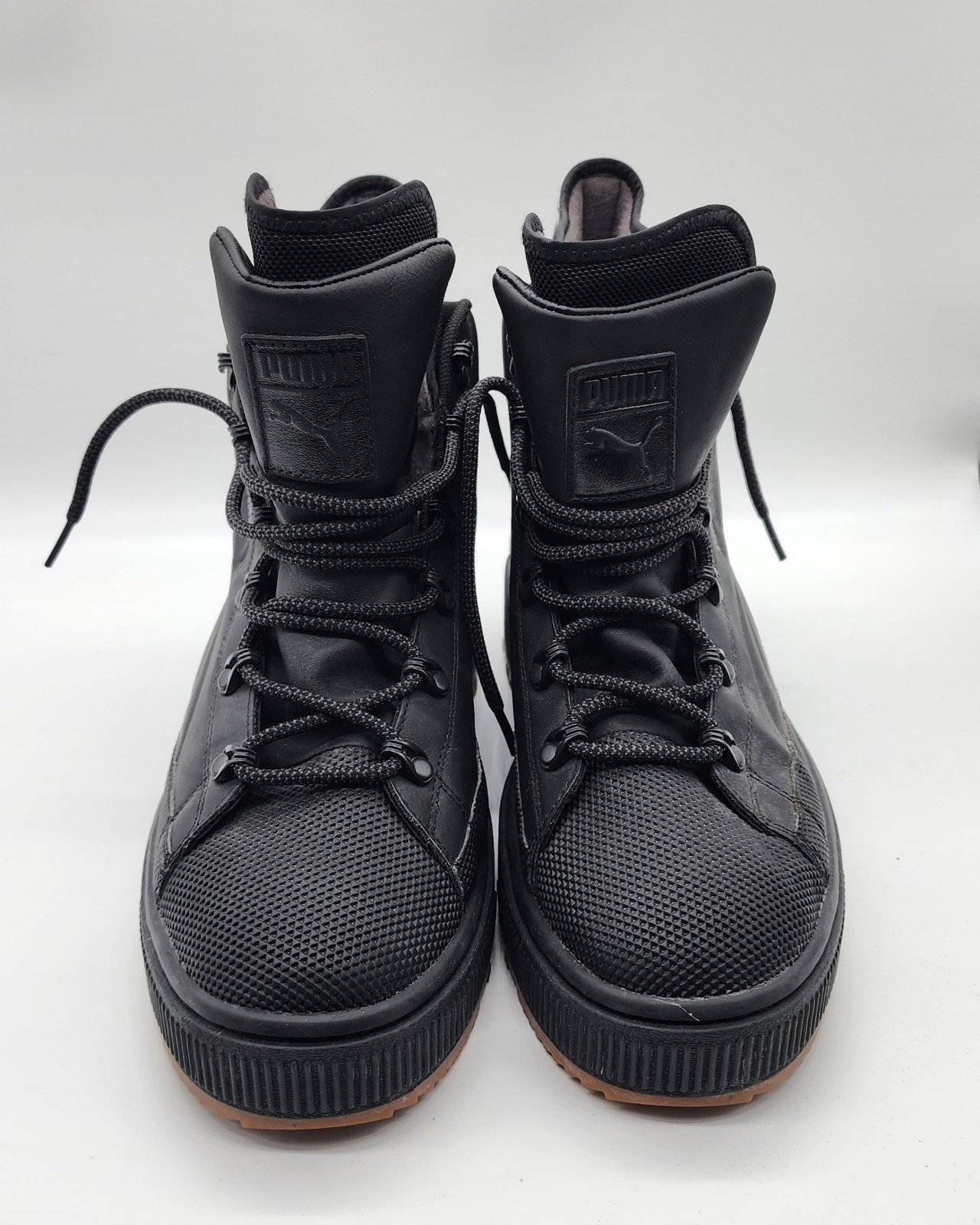 's Black Ankle Combat Boots Water Resistant Lace Up Us 10.5 