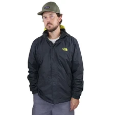 The North Face Resolve 2 Jacket Mens L Gray Yellow Hooded Windproof Rain Coat